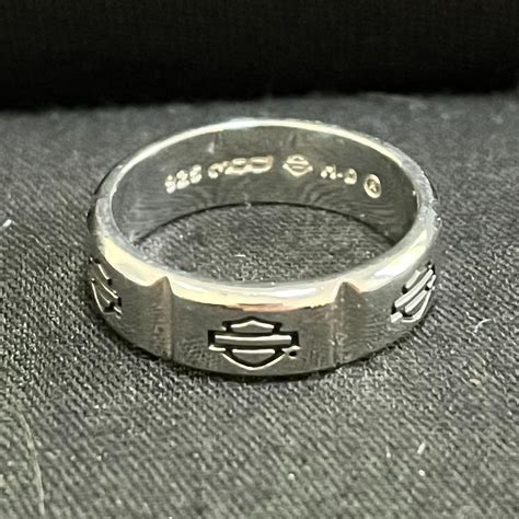 Harley Davidson Mens Sterling Silver Ring Gem