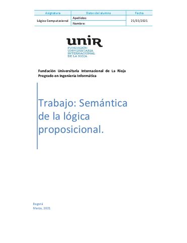 Trabajo Semantica De La Logica Proposicional Pdf