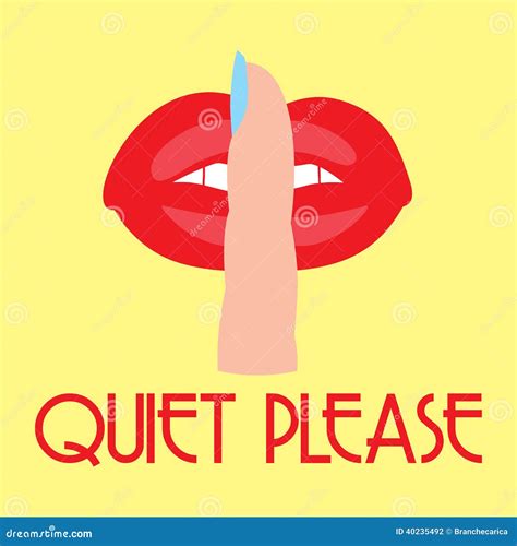 Quiet please sign stock vector. Illustration of female - 40235492