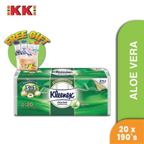 Kleenex Ultra Soft Toilet Tissue Aloe Vera 3 Ply 190s X 20 Rolls