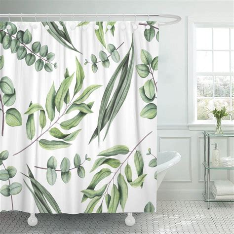 Pknmt Silver Foliage Of Watercolor Light Green Leaves And Eucalyptus