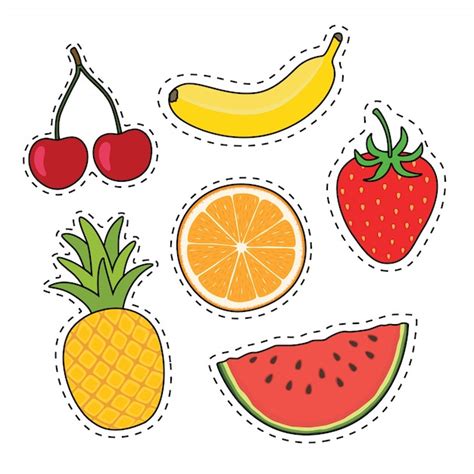 Premium Vector Hand Drawn Fruits Sticker Set