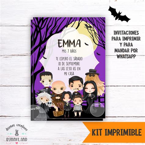 Kit imprimible locos Addams Addams Invitación Familiar tags toppers