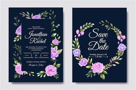 Premium Vector Elegant Wedding Invitation Card Template Set With