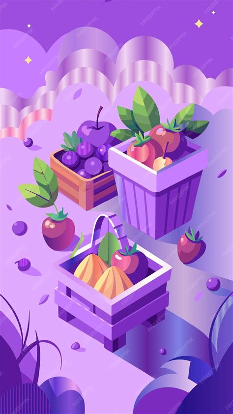 Premium Vector A Cartoon Illustration Of A Fruit Display With A