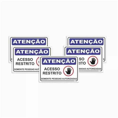 Placa Acesso Restrito Somente Pessoas Autorizadas 5 Uni