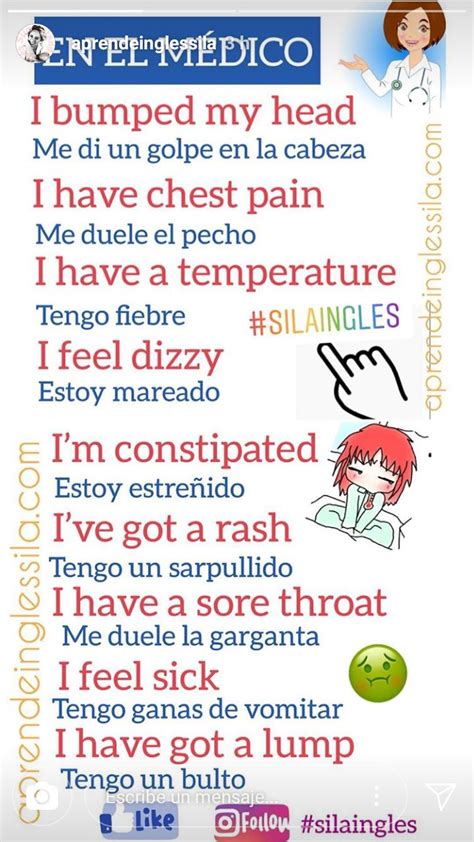 vocabulario en el medico Vocabulario ingles español Vocabulario en