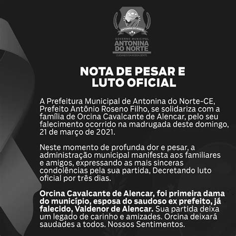 Morre Ex Primeira Dama De Antonina Do Norte Orcina Alencar Prefeitura