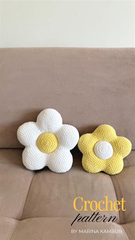 Flower Crochet Patterns Set Of 2 Crochet Pillow Patterns Crochet