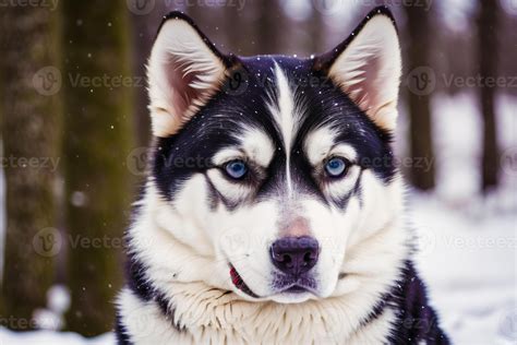 Portrait Of A Beautiful Alaskan Husky Dog In The Park Siberian Husky