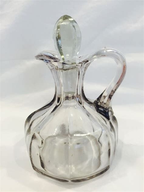 Heavy Beautiful Vintage Hand Blown Clear Glass Cruet Cruet Glass Kitchen Clear Glass