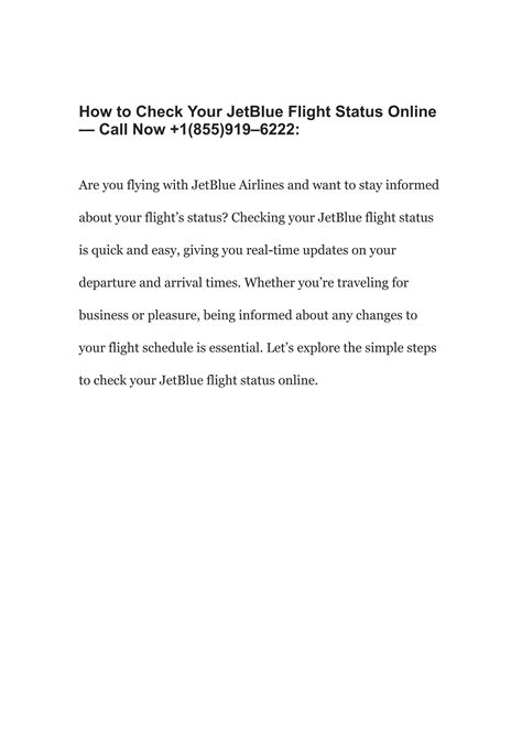 Check Your JetBlue Flight Status Online — Call Now by bellasmith21 - Issuu