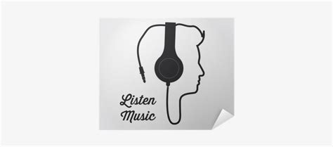 Man Profile Silhouette With Headphone Music Vector Headphone Side