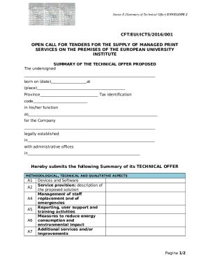 Open Call For Tenders For The Supply Of Managed Print Doc Template