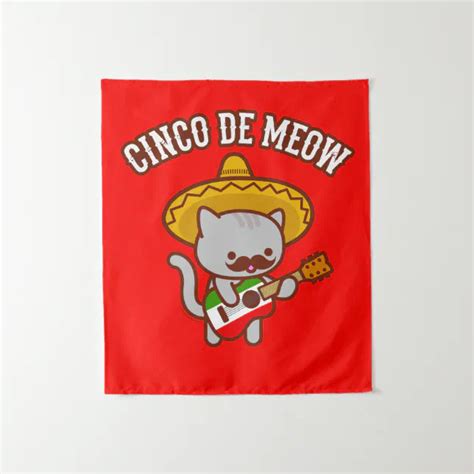 Cinco De Mayo Party Tapestry Cinco De Meow Cat Tapestry Zazzle