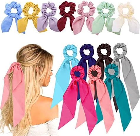 Amazon Bosmiow Pcs Bow Bunny Ear Hair Scrunchies Silk Satin