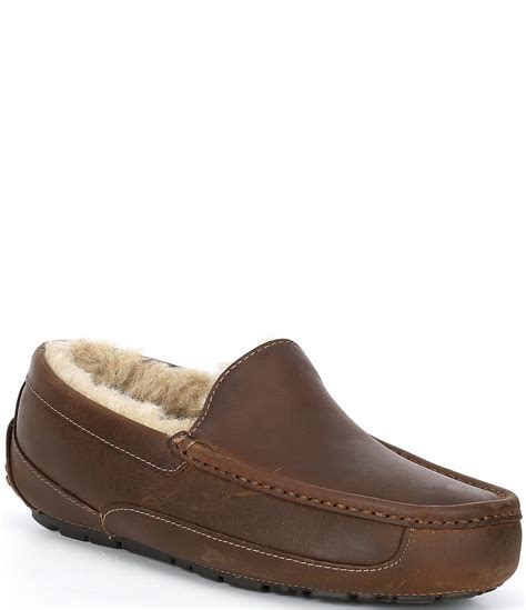 Ugg Mens Ascot Leather Slip On Slippers Dillards