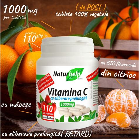 VITAMINA C 1000MG 110 TABLETE VEGETALE CU MACESE NATURHELP