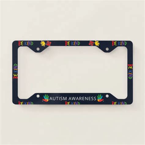 Autism Awareness Puzzles Personalized Be Kind License Plate Frame Zazzle