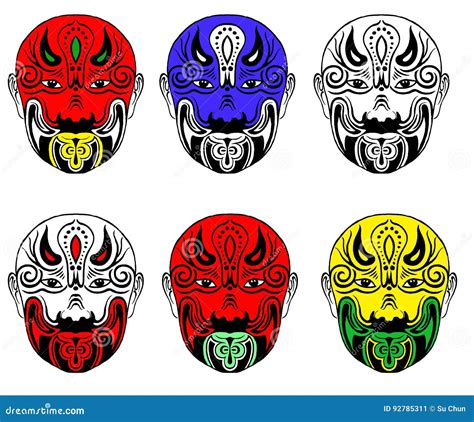 Chinese Ink Hand Painting Of Beijing Opera Masks Stock Illustration