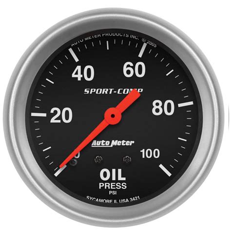 AutoMeter 2 5 8in Oil Pressure Gauge 0 100 PSI Mechanical Sport Comp