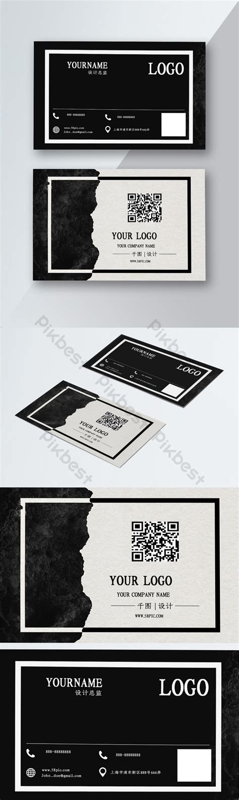 Black Minimalist Business Card Design | PSD Free Download - Pikbest