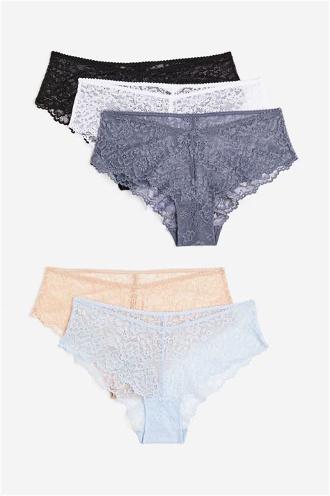 5 Pack Lace Hipster Briefs Light Blue White Ladies Handm In