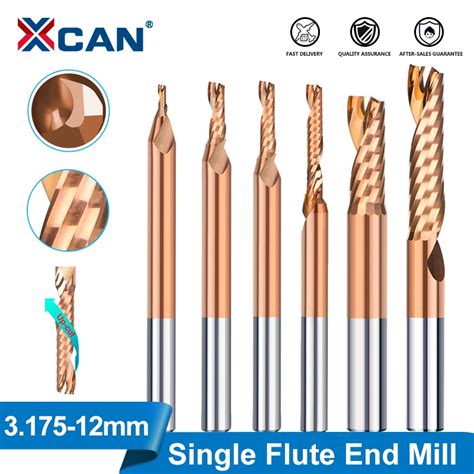 XCAN Milling Cutter 3 175 12mm Shank 1 Flute Carbide End Mill TiCN