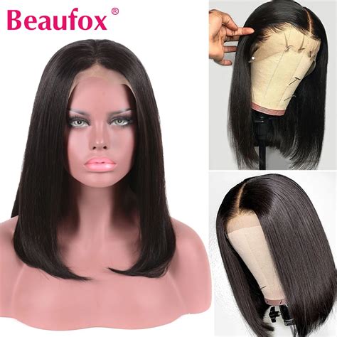 Beauté Fox Peruca De Cabelo Humano 13x4 Curto Renda Frontal Cabelo