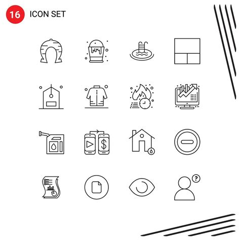 Universal Icon Symbols Group Of 16 Modern Outlines Of Counter Check