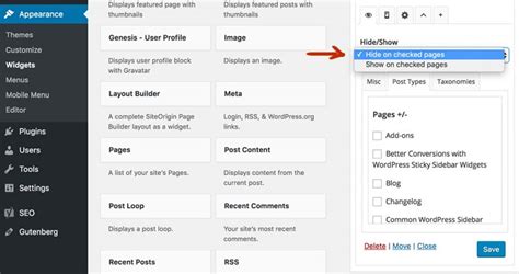 Easily Show Or Hide Widgets On Specific Wordpress Pages Or Posts