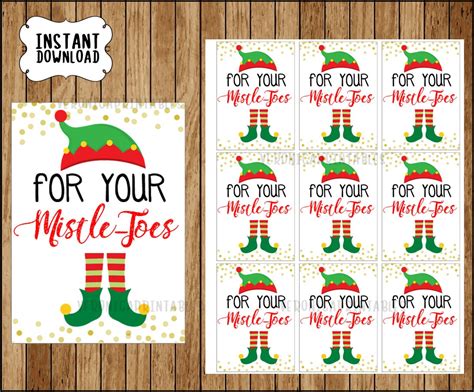 For Your Mistle Toes Christmas Gift Tags Printable Elf Feet Etsy