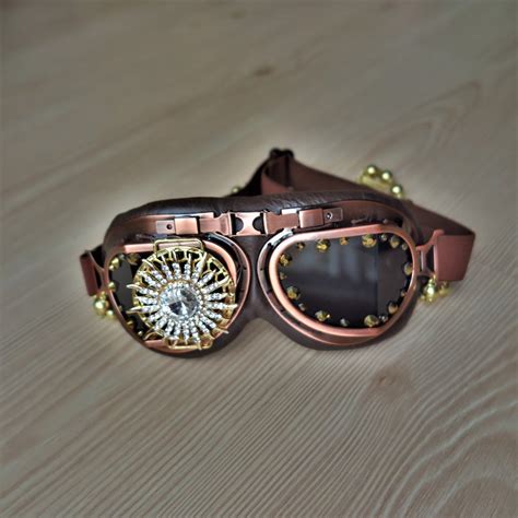 Gold Steampunk Goggles For Burning Man Costume Aviator Etsy