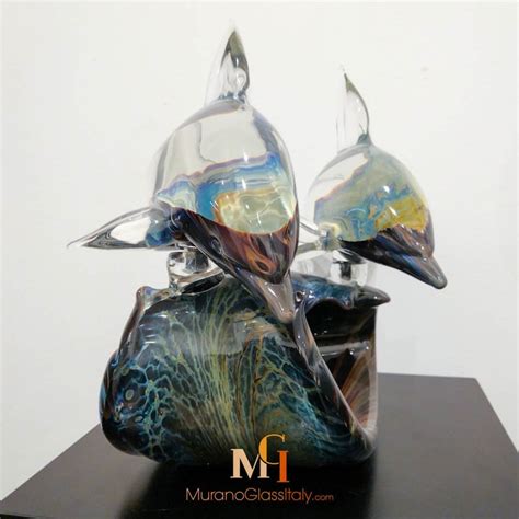 Glass Dolphins Sculpture Colorful Murano Glass Unique T Etsy