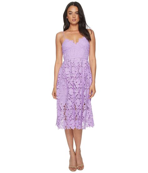 Lyst Donna Morgan Spaghetti Strap Lace Midi Dress In Purple Save 35