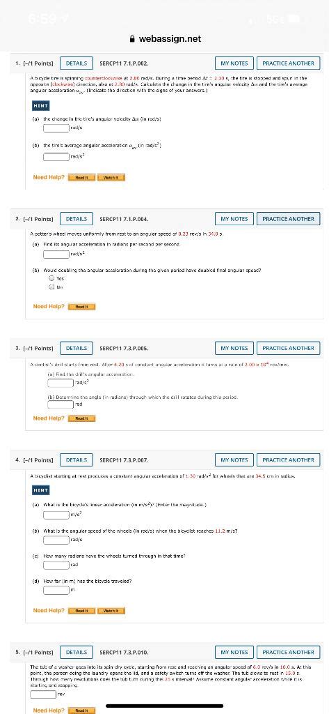 Solved Webassign Net 1 1 Points DETAILS SERCP11 Chegg