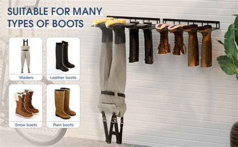 Zacurter Welly Boot Rack Wall Mounted Welly Boot Stand For 4 Pairs