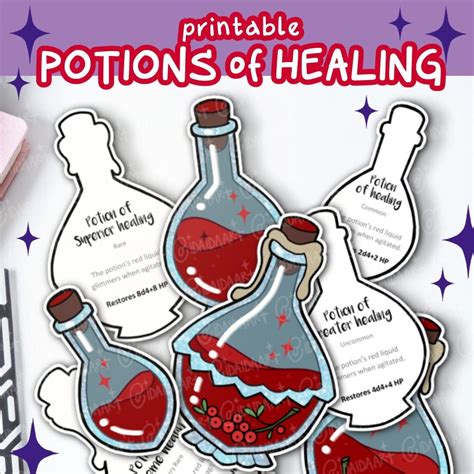 Dnd POTION of HEALING, Dungeons and Dragons, Ttrpg, Dnd Handout, Dnd Printable, Dnd Merch ...