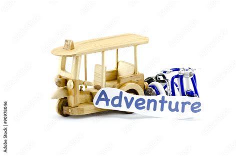 Handcrafted Tuk Tuk Made From Wood And Scooter Made From Wire With Word