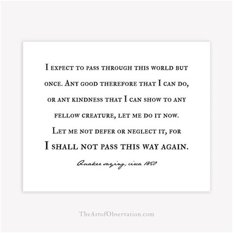 I Shall Not Pass This Way Again Quote Wall Art Print Etsy Clever Quotes Inspirational