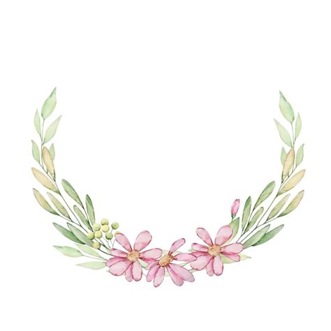 Premium Vector Watercolor Delicate Floral Wreath With Flowers