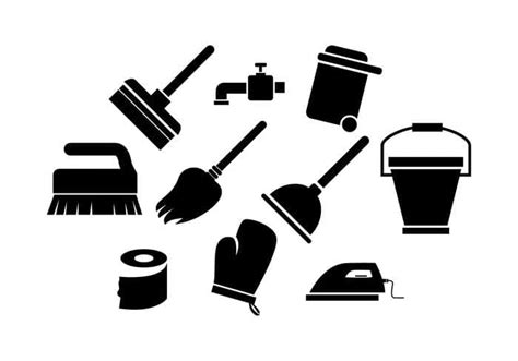 Free Cleaning Tools Silhouette Icon Vector Eps Svg Uidownload