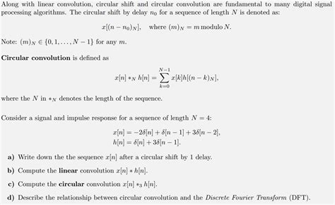 Solved Along With Linear Convolution Circular Shift And Circular