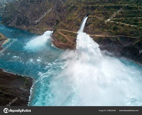 Nurek Dam Spillway Taken Tajikistan August 2018 Taken Hdr — Stock Photo ...