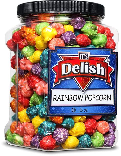 Gourmet Rainbow Colored Popcorn By Its Delish 16 Oz Jumbo Container