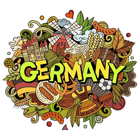 Germany Hand Drawn Cartoon Doodles Illustration Funny Travel Design