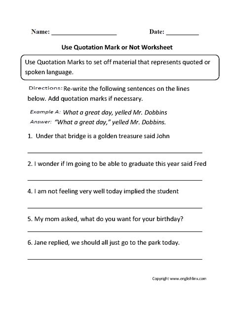 Englishlinx Com Quotation Marks Worksheets Quotation Marks Worksheet