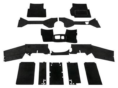 BLACK Front Carpet Kit Inc Seat Box Tunnel And Floor Mats Defender Tdci