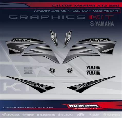 Calcos Yamaha Xtz Gris Metalizado Insignia Calcos