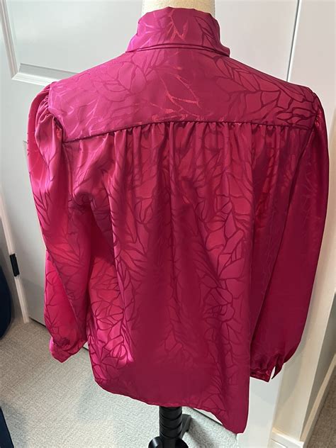 Vintage S The Notebook Hot Pink Pussy Bow Blouse Sz Gem
